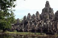 The temples of Bayon from outside the moat